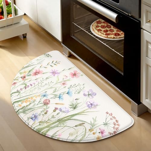 KIMODE Anti Fatigue Mat for Kitchen Floor, Half Circle Kitchen Floor Mats by StayinComfortCookwithJoy
