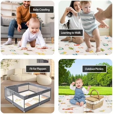 XVISHX Baby Play Mat, 50 x 50 Inch Play Mat Perfect for Use Baby Playpen, Foldable Baby Foam Playmat for Floor, Portable Waterproof Activity PlayMats for Babies, Infants and Toddlers - Image 2