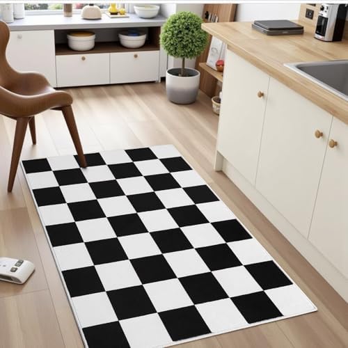 Terrug Black and White Checkered Rug for Entryway, 2x3 Small Area Rugs - Image 3