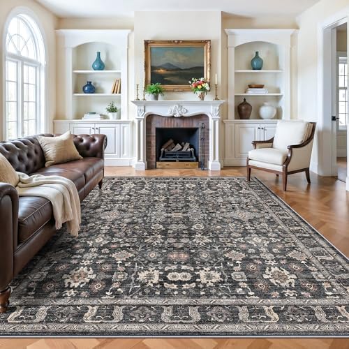 7x9 Area Rug Living Room Rugs - Washable Soft Low Pile Thin No Slip Rug by TOPRUUG