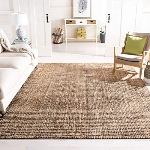 SAFAVIEH Natural Fiber Square Rug 8', Jute Knotted Natural & Grey NF447M by Unknown
