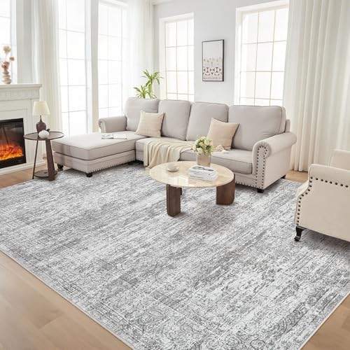 DMOYEST Area Rug Living Room Rugs - 6x9 Abstract Large Soft Indoor Washable Rug Neutral Modern Low Pile Carpet for Bedroom Dining Room Farmhouse Home Office - Vintage Grey by DMOYEST
