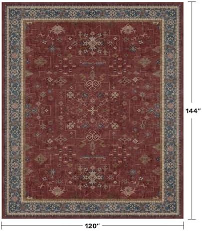 Hazo Haus Moroccan Big Rugs for Living Room - Dark Red 10x12 Area Rug for Large Bedroom, Dining Room, Washable Lightweight Foldable Oriental Burgendy Home Décor - Image 2