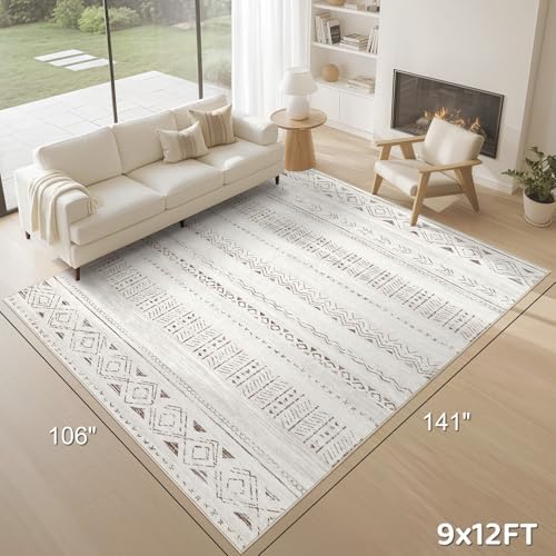 cotiled Boho 9x12 Area Rug for Living Room: Large Moroccan Washable Rug - Image 2