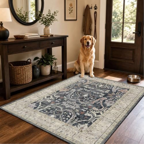 Area Rug Living Room Rugs 4×6 Washable Floral Rug - Image 5