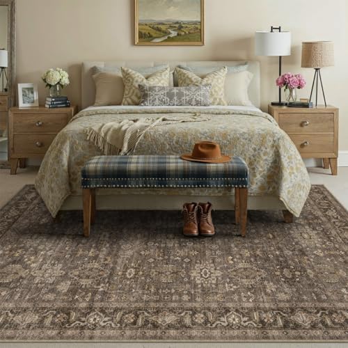 7x10 Dark Brown Vintage Area Rug - Image 3
