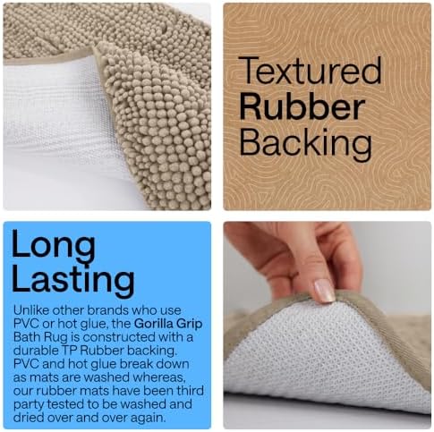 GORILLA GRIP Bathroom Area Rug Sets 2 Piece, Soft Chenille, 30x20 Beige - Image 4