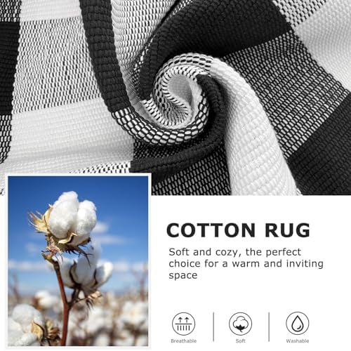 IOHOUZE 5x8 Buffalo Plaid Area Rug, Washable Indoor Outdoor, Black White - Image 6