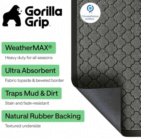 GORILLA GRIP WeatherMAX Door Mat, Indoor Outdoor, 29x17, Gray Quatrefoil - Image 2