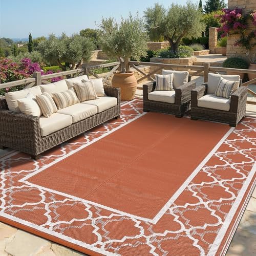 Garvee Reversible Outdoor Rug 10x14, Waterproof Outdoor Rug, Orange by Garvee
