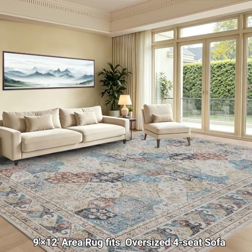 RCTJHOME Moroccan Washable Rugs 9x12, Vintage Rugs for Living Room Bedroom - Image 4