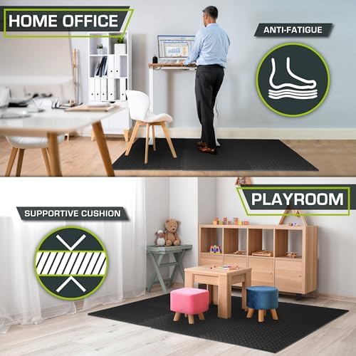ProsourceFit Exercise Puzzle Mat 1/2-inch, EVA Interlocking Foam Floor Tiles for Home Gym, Workout Equipment, Kids Play Areas, Black, 72 SQ FT - 18 Tiles - Image 4