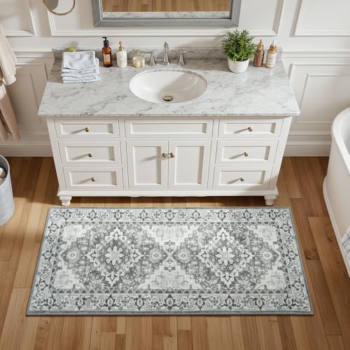Lessymo 2 x 4 Entryway Rug Machine Washable Boho Area Rug for Bedroom, Grey - Image 2