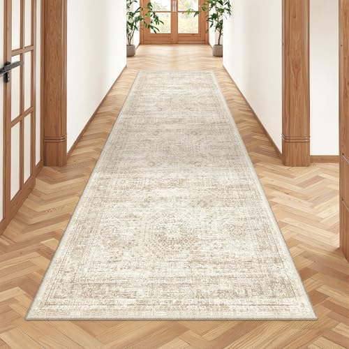 2x7 Runner Rug Non Slip,Washable Hallway Runner Rug,Beige by Restydon