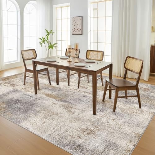 DMOYEST Area Rug Living Room Rugs - 8x10 Washable Large Soft Indoor Neutral Modern Abstract Low Pile Rug Carpet for Bedroom Dining Room Farmhouse Home Office - Brown Grey - Image 4