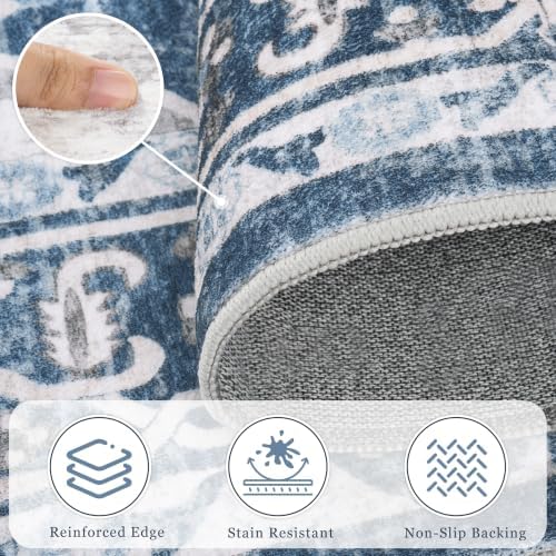 6x9 Washable Area Rugs for Living Room Blue Non-Slip Rug - Image 6