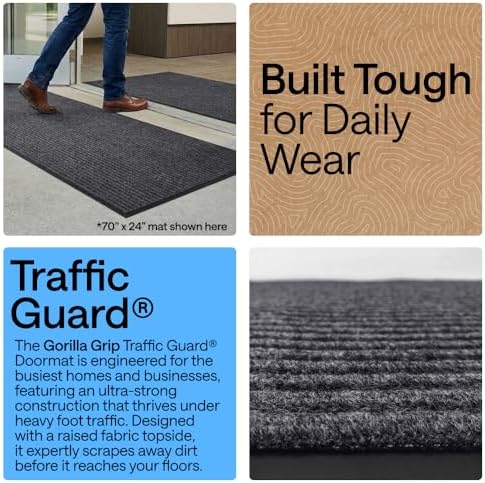 GORILLA GRIP Traffic Guard Indoor Outdoor Heavy Duty Door Mat, 60x36 Gray - Image 3
