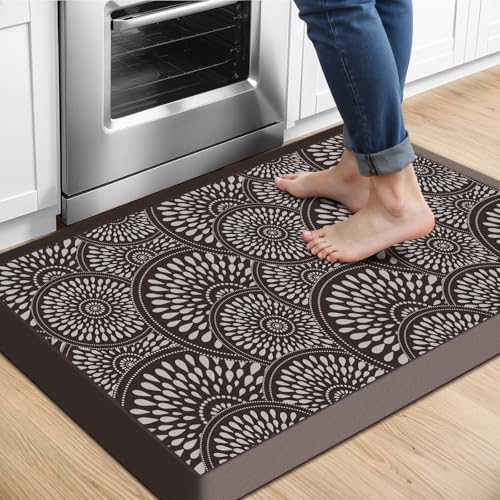 Mattitude 4/5 Inch Kitchen Mat, 20x32in Heavy Duty Ergonomic Comfort Foam Standing Desk Mat, Waterproof Non-Slip Standing Mats and Rugs for Kitchen, Office, Chocolate by Mattitude