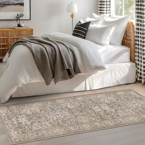 2x6 Washable Bathroom Runner Rug Non Slip - Moss Green Small Runner Rug for Kitchen, Bedroom, Hallway, Stain Resistant Kitchen Floor Mat, Ultra Soft Vintage Oriental Taupe Brown Décor Low Pile - Image 6