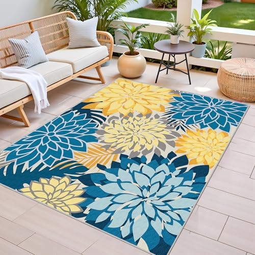 Arenarug Outdoor Rug Waterproof, Washable Patio Rug for Deck, 5x8, Ocean - Image 3