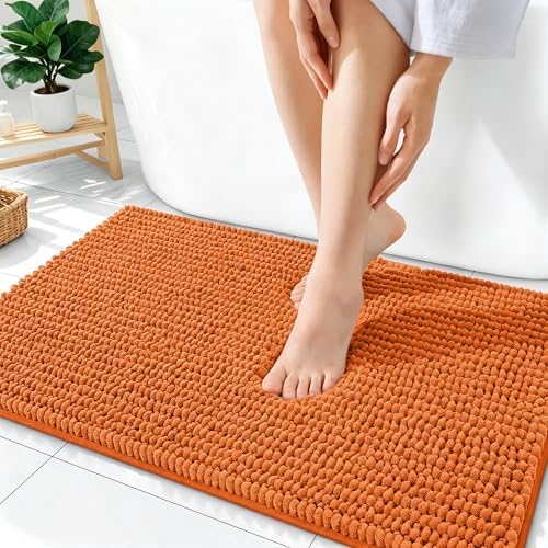 OLANLY Thick Chenille Bathroom Rugs 36x24, Soft Absorbent Bath Mat, Clay by OLANLY