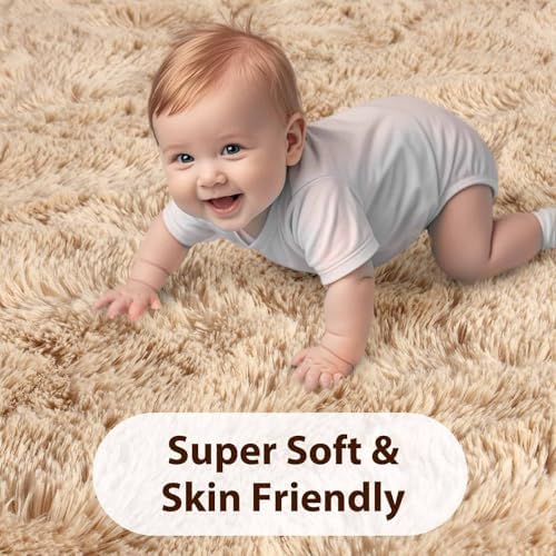 6x9 Large Rugs for Living Room Fluffy Carpet (Light Tan) - Image 4