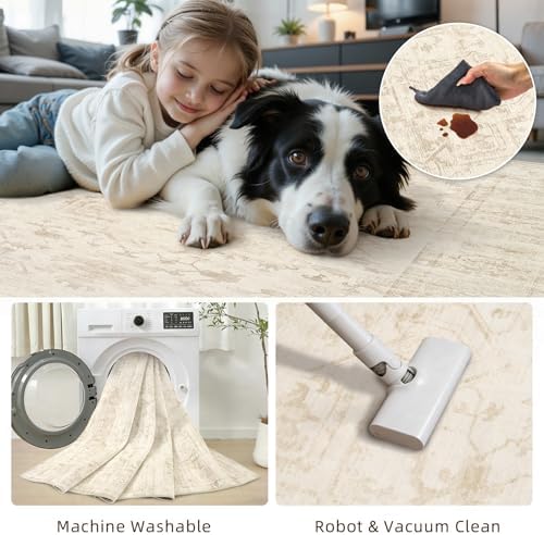 2'6''x14' Hallway Washable Runner Rug: Kitchen Carpet Beige/Brown - Image 7