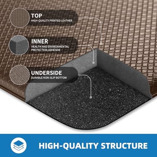 Kitchen Mats for Floor, Extra Long Anti-Fatigue Kitchen Rug, Brown - Image 4