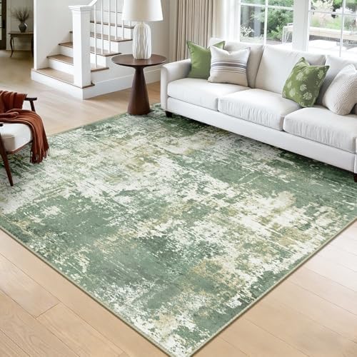RELEANY Washable Square 8'x8' Area Rug for Living Room Light Green by RELEANY
