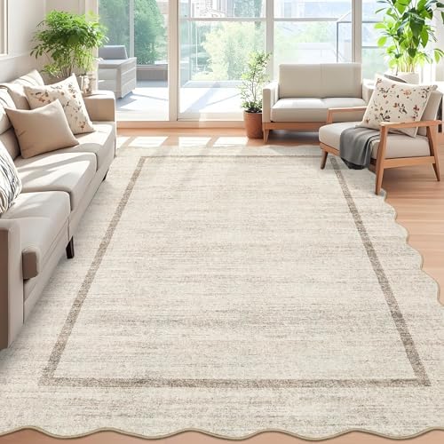 GarveeHome Scalloped Washable Rugs 5x7 Rug for Living Room Modern Non Slip - Image 2