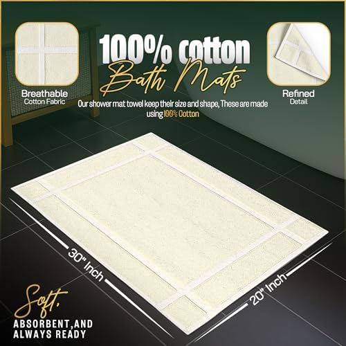 Pearl Linens 2 Pack Cotton Bath Mats for Bathroom, 20" X 30", Ivory - Image 2