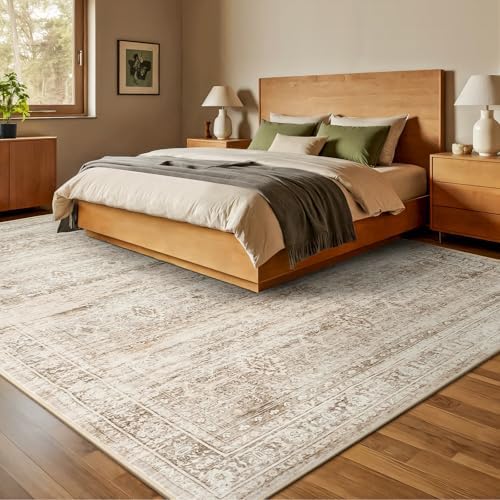 9x12 Area Rug for Living Room, Non-Slip Washable Beige Large Carpet - Image 2