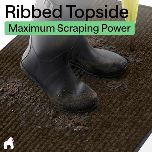 GORILLA GRIP Traffic Guard Indoor Outdoor Heavy Duty Door Mat, 59x24 Brown - Image 4