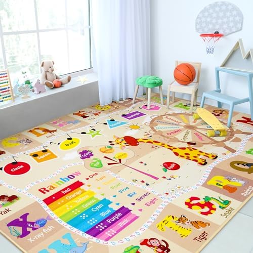 Chicrug 6x9 ABC Kids Rug for Classroom, Washable Non Slip Playroom Play Mat - Image 4