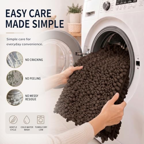 Yimobra Brown Bathroom Rug Set 3 Piece, Super Water Absorbent Bath Mat Set - Image 6