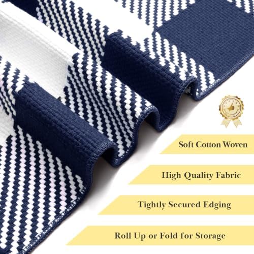 Outdoor Rugs, Blue and White Area Rug Checkered 4’x 6’ - Image 3