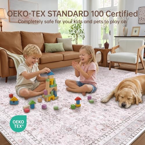 Sasttie 8x10 Area Rugs, Ultra-Soft Washable Rug for Living Room, Pink - Image 5