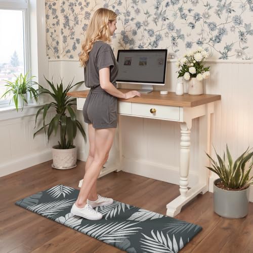 GENIMO Anti Fatigue Kitchen Mats for Floor 2PCS, Standing Rugs, Light Grey - Image 6