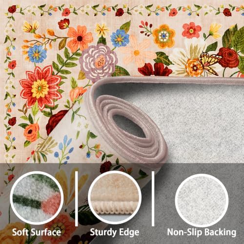 Beige Washable 2x3 Entry Rug, Small Rugs for Kitchen Bathroom Door Mat - Image 2