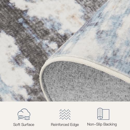 6x9 Area Rug for Living Room, Abstract Washable Non-Slip Rugs, Grey/ Blue - Image 7