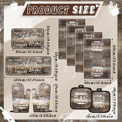 Fourluoo 10 Pcs Farmhouse Kitchen Decor and Accessories Set Brown - Image 3