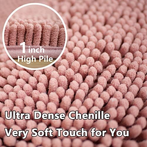 Bathroom Rugs Chenille 3-Piece Extra Soft and Absorbent Shag Bathroom Rugs, Machine Wash Mat, Strong PVC Non-Slip Underside, Plush Carpet Mats (Deep Pink) - Image 5