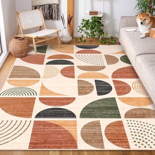 MUJOO 5x7 Area Rugs Washable,Boho Rugs Non Slip Modern Abstract Large by MUJOO
