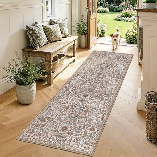 2x6 Floral Runner Rug for Kitchen Washable Hallway Runner Rug by NakedCloud