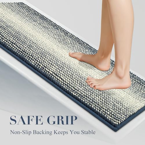 BSICPRO Bathroom Rugs, 17x24 Chenille Bath Mats, Haze Blue - Image 4
