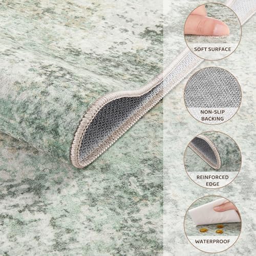 DMOYEST Area Rug Living Room Rugs - 5x7 Large Soft Indoor Neutral Modern Abstract Low Pile Washable Rug Carpet for Bedroom Dining Room Farmhouse Home Office - Green Grey - Image 5