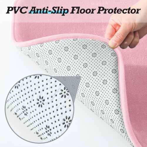 HUXMEYSON Bathroom Rugs Sets 3 Piece, Non-Slip & Quick Dry Bath Mat Set, Ultra Soft Velvet Bath Rugs for Bathroom, Toilet and Shower Floor, Rose Pink - Image 4