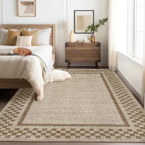 GarveeHome Washable Area Rug 4x6 Small Living Room Bedroom Checkered Rugs by GarveeHome