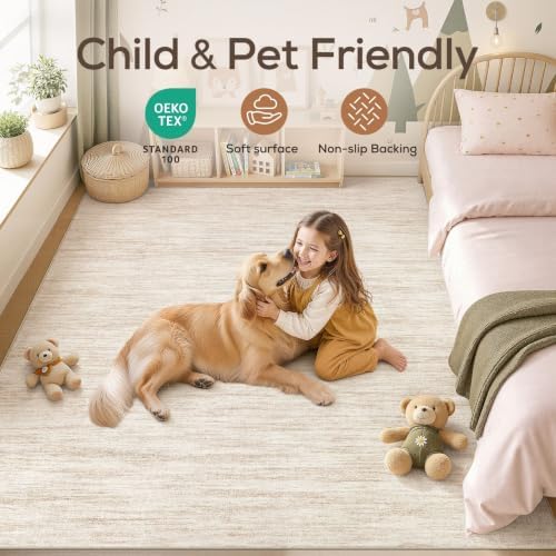 Nakagishi Boho 5x8 Area Rug Living Room Rugs Machine Washable Beige - Image 4