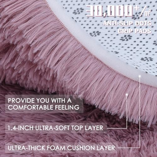 OLANLY 2x5 Machine Washable Runner Rugs for Hallway, Soft Fluffy Shaggy Bedside Rugs for Bedroom, Living Room, Indoor Floor Carpet for Kids Girls and Boys, Nursery Rooms, Home Decor Aesthetic, Blush - Image 5